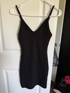 Classic Black Ribbed Dress - Women